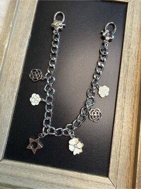 Bag Chain Strap Replacement Shoulder Handbag Purse DIY 15”Camellia Flower silver